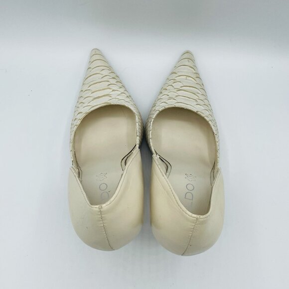 ALDO Womens Heels Size 6.5 White Leather D'Orsay High Heel Croc Animal Print - Picture 8 of 13